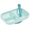 Beaba 2 Piece Compartment Baby Plate Set Silicone Blue