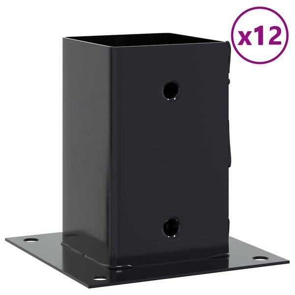 vidaXL Post Bases Square 12 pcs Anthracite 81x81 mm Powder-coated Steel