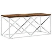 vidaXL Coffee Table Stainless Steel and Solid Wood Reclaimed