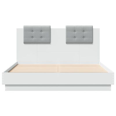 vidaXL Bed Frame with Headboard White 120x190 cm Small Double Engineered Wood