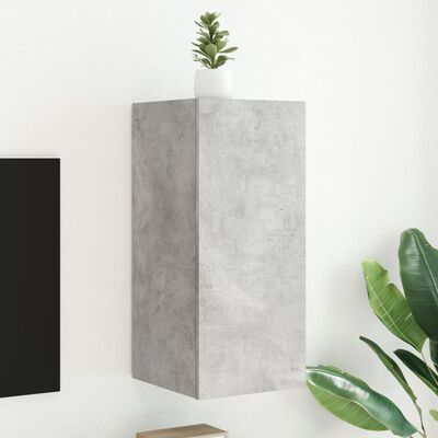 vidaXL TV Wall Cabinet with LED Lights Concrete Grey 30.5x35x70 cm
