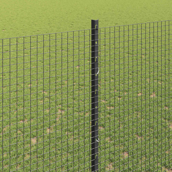 vidaXL Fence with Post Grey 1.6 x 10 m Steel and PVC