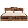 vidaXL Bed Frame with Headboard Old Wood 200 x 200 cm Solid Pine Wood