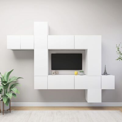 vidaXL 10 Piece TV Cabinet Set White Engineered Wood
