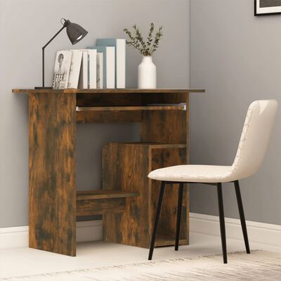 vidaXL Desk Smoked Oak 80x45x74 cm Engineered Wood