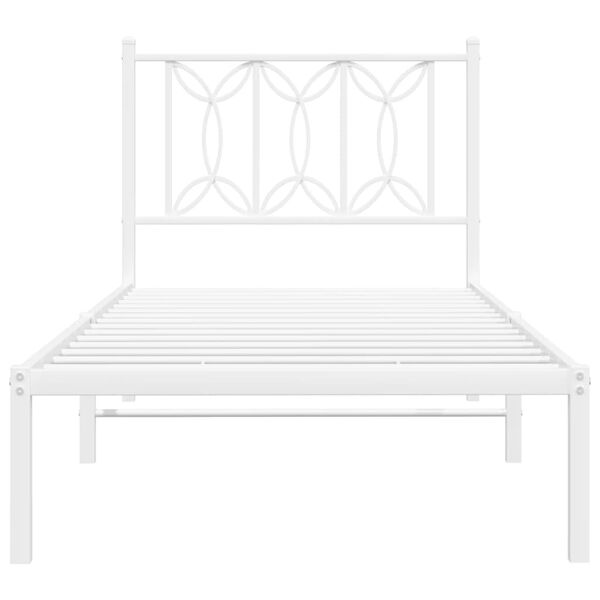 vidaXL Metal Bed Frame without Mattress with Headboard White 80x200cm