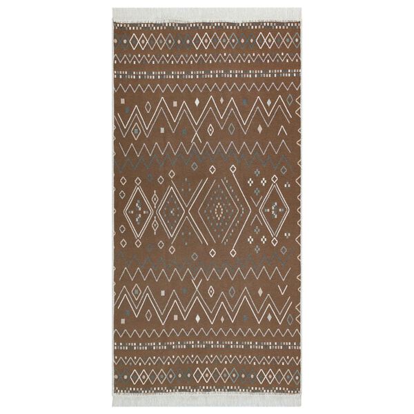 vidaXL Rug Beige and Blue 100x300 cm Cotton