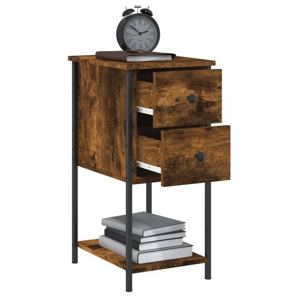 vidaXL Bedside Cabinet Smoked Oak 32x42x70 cm Engineered Wood