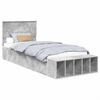 vidaXL Bed Frame with Shelf Concrete Grey 90 x 190 cm Engineered Wood