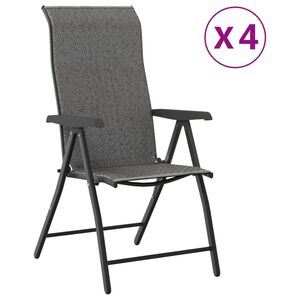 vidaXL Folding Garden Chairs 4 pcs Grey Poly Rattan