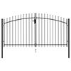 vidaXL Fence Gate Double Door with Spike Top Steel 3x1.5 m Black