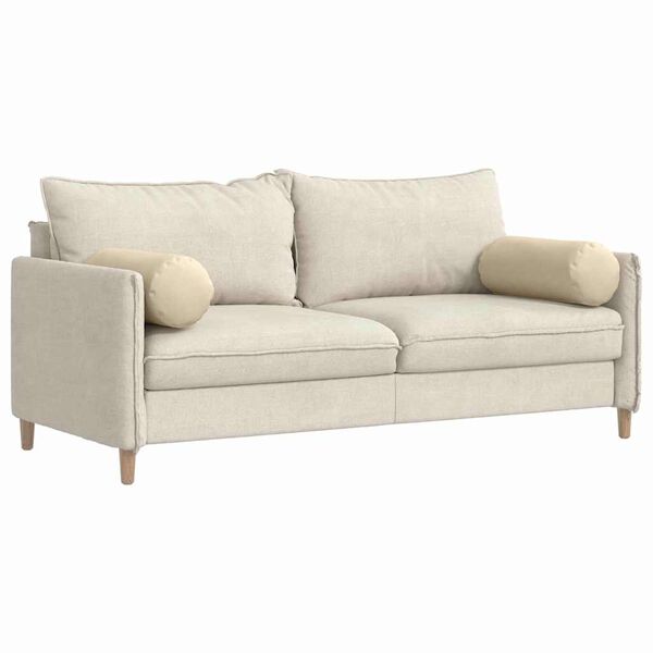 vidaXL Bolster Pillows 2 pcs Cream Ø 25 x 70 cm Fabric