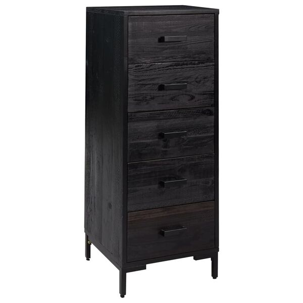 vidaXL Chest of Drawers Black 42x35x110 cm Solid Pinewood