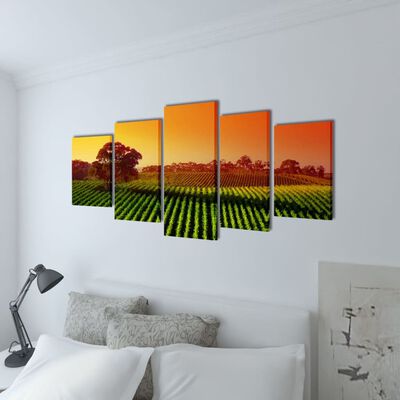 Canvas Wall Print Set Fields 100 x 50 cm