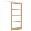 vidaXL Sliding Door Natural 93 x 202 cm Solid Pine Wood and Glass