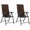 vidaXL Folding Chairs 2 pcs Brown Poly Rattan