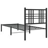vidaXL Metal Bed Frame without Mattress with Headboard Black 75x190cm