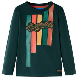 vidaXL Kids' T-shirt with Long Sleeves Dark Green 104