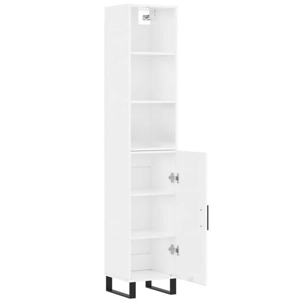 vidaXL Highboard High Gloss White 34.5x34x180 cm Engineered Wood