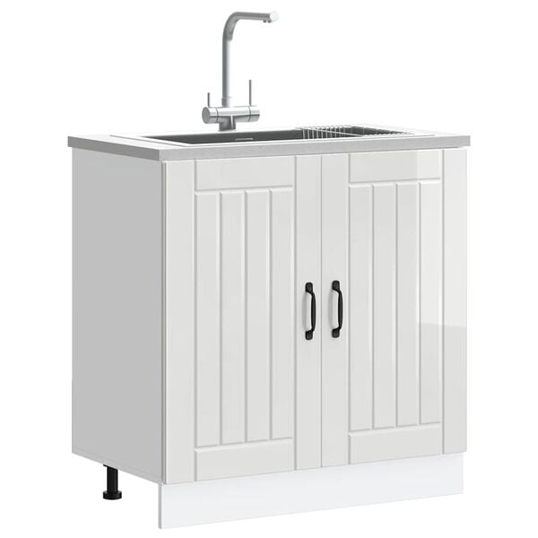 vidaXL Sink Base Cabinet Lucca High Gloss White Engineered Wood