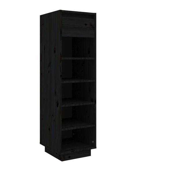 vidaXL Shoe Cabinet Black 30x34x105 cm Solid Wood Pine