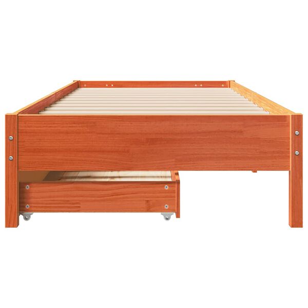 vidaXL Bed Frame without Mattress Wax Brown 75x190 cm Small Single Solid Wood Pine