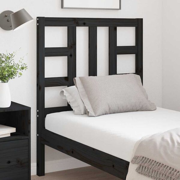 vidaXL Bed Headboard Black 81x4x100 cm Solid Wood Pine