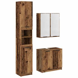 vidaXL Bathroom Cabinet Set with Shelf 3 pcs Old Wood Engineered Wood