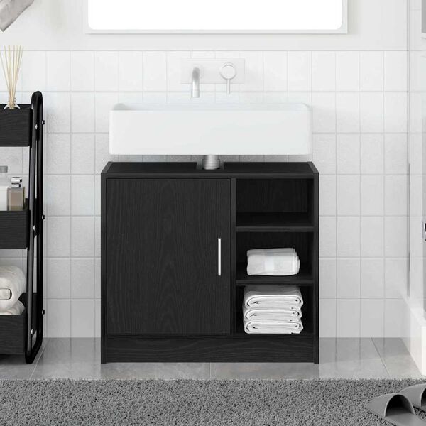 vidaXL Bathroom Cabinet Black Oak 63 x 29 x 55 cm Engineered wood