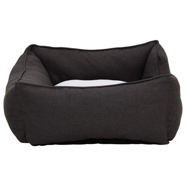 vidaXL Dog Bed Dark Grey and White 110.5x80.5x26 cm Linen Look Fleece