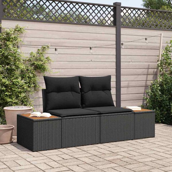 vidaXL Garden Sofa Black 184 x 62 x 85cm Poly Rattan