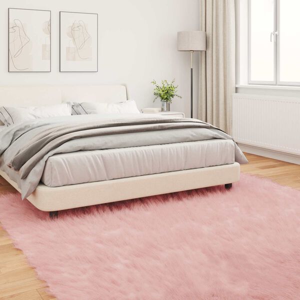 vidaXL Faux Sheepskin Rug Tafalla Pink 200 x 200 cm Polyester