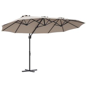 vidaXL Umbrella Taupe 372 x 198 x 243 cm Polyester and Aluminium