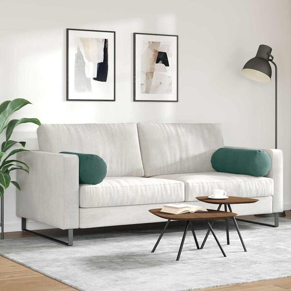 vidaXL Bolster Pillows 2 pcs Dark Green &Oslash; 25 x 70 cm Corduroy Fabric