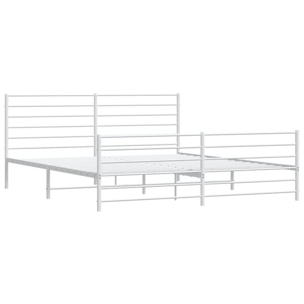 vidaXL Metal Bed Frame without Mattress with Footboard White 200x200cm