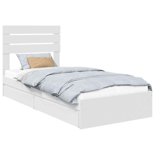 vidaXL Storage Bed with Headboard White 90 x 190 cm Engineered Wood