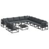 vidaXL Garden Sofa Set with Cushion Black Aluminium