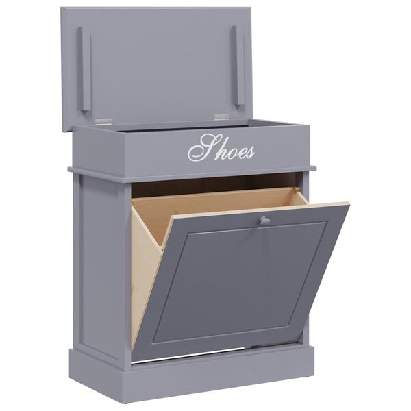 vidaXL Shoe Cabinet Grey 50x28x58 cm Paulownia Wood