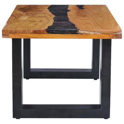 vidaXL Coffee Table 100x50x40 cm Solid Teak Wood and Polyresin