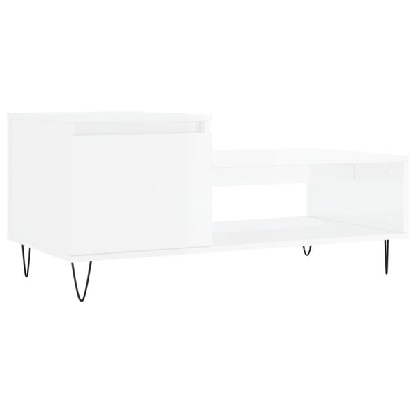 vidaXL Coffee Table High Gloss White 100x50x45 cm Engineered Wood