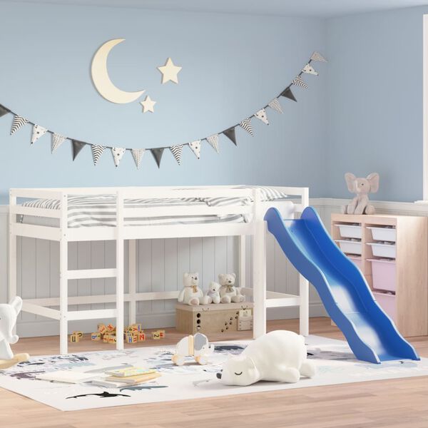 vidaXL Kids' Loft Bed without Mattress with Slide White 90x190 cm Single