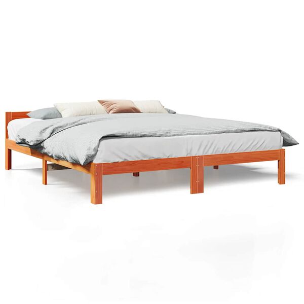 vidaXL Bed Frame without Mattress Wax Brown 160x200 cm Solid Wood Pine