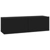 vidaXL Wall TV Cabinets 2 pcs Black 100x30x30 cm Engineered Wood