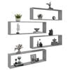 vidaXL Wall Cube Shelves 4 pcs Grey Sonoma 100x15x30 cm Engineered Wood