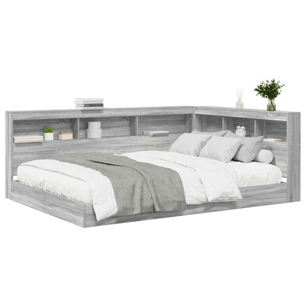 vidaXL Bookcase Bed Grey sonoma 150 x 200 cm Engineered wood