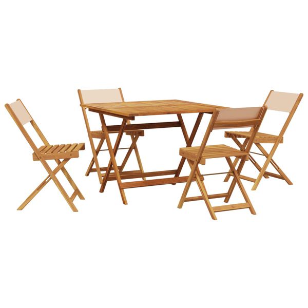 vidaXL 5 Piece Garden Dining Set Beige Fabric and Solid Wood