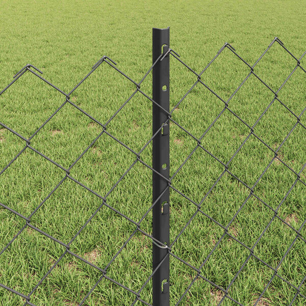 vidaXL Fence with Post Grey 0.6 x 25 m Steel and PVC