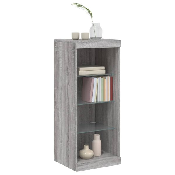 vidaXL Sideboard with LED Lights Grey Sonoma 41x37x100 cm
