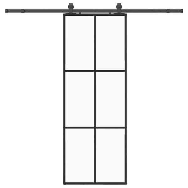 vidaXL Sliding Door with Hardware Set Black 76x205 cm ESG Glass