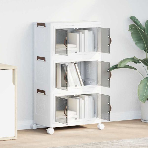 vidaXL Stackable Storage Box with Wheels 3-Tier 28 L 48.5x29.5x86 cm